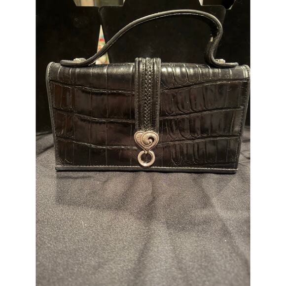 Brighton Handbags - Vintage Brighton handbag with a black croc-embossed leather finish